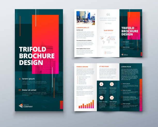 Tri fold brochure design with square shapes, corporate business template for tri fold flyer. Creative concept folded flyer or brochure