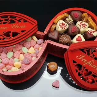 Premium valentines day acrylic gift box laser cut love box for chocolate