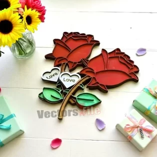 wooden rose design for valentine