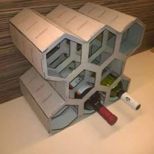 8 bottle minibar honeycomb laser cut wooden wine ra