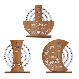 High Quality Circle Creative Wooden Desk Calendar