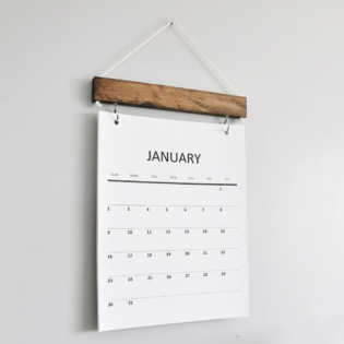 Natural Wood Boxes Monthly Calendar Wall Decor