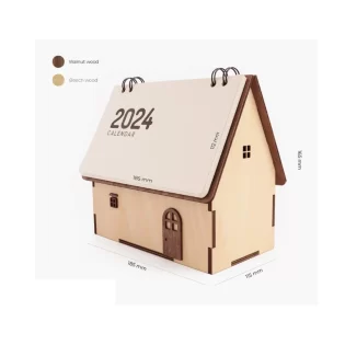 house-shaped wooden desk calendar