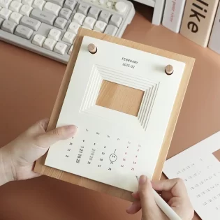 Wood Desk Calendar Annual Promo Calendar