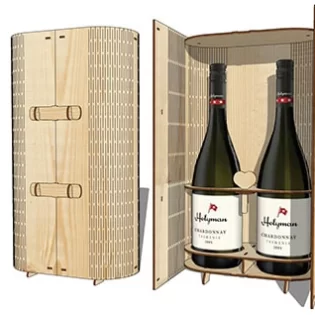 double wine box wooden two bottle wine gift box laser cut