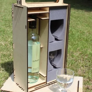 laser cut bottle organizer wooden box with glass
