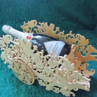 laser cut decorative wine bottle carriage