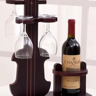 laser cut violin wine bottle glass hold