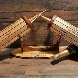 laser cut wine syringe gift box wooden bottle gift box