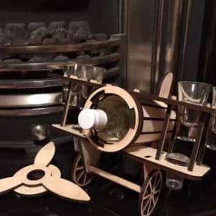 laser cut wooden 3d puzzle mini bar plane wine rack with glass