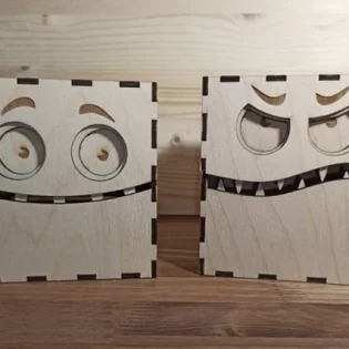 laser cut wooden angry and smiley face