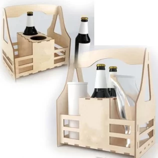 laser cut wooden basket carrier for bottle layout