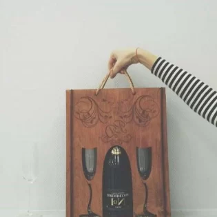 laser cut wooden champagne box layout for drink