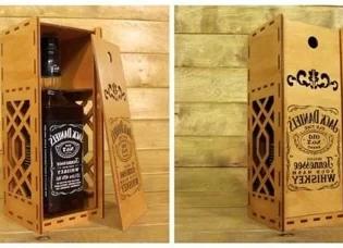 laser cut wooden drink bottle gift box