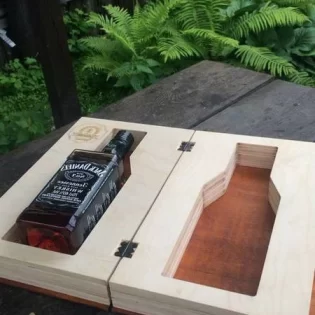 laser cut wooden packaging book bottle box