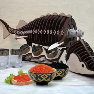 laser cut wooden puzzle gift wrap mini bar sturgeon bottle