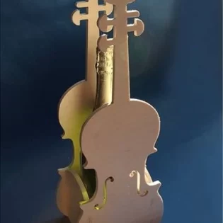 laser cut wooden violin box for bottle