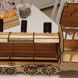 locomotive or train engine wine bottle holder gift box laser cut
