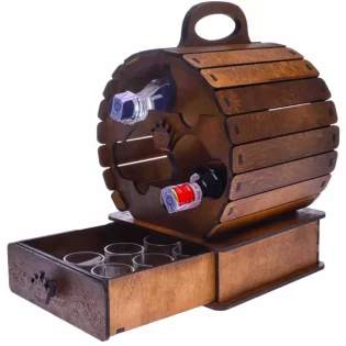 mini bar barrel with wine glasses