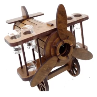 minibar carriage with glasses home bars wooden bottle airplane stand