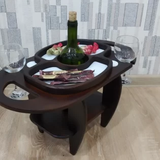 wine table wooden wine bottle and glass holder