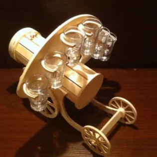 wooden machine wine rack with glass holder