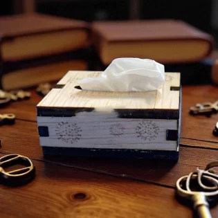 Wooden tissue box