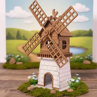 Wooden kit of a windmill