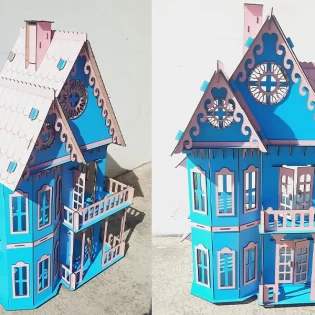 Wooden puzzle dollhouse toy model