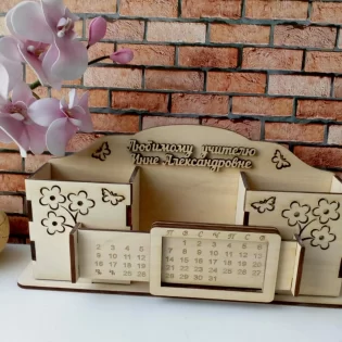 Calendar with pencil box