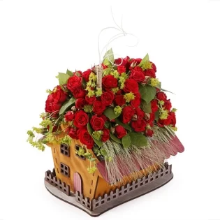 house shaped flower box valentines day