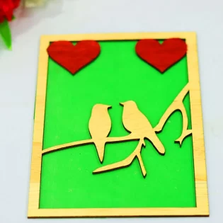 happy valentine day gift card bird couple with heart