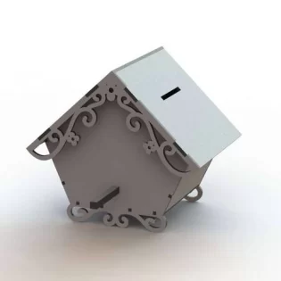 Plywood piggy money saving bank bird