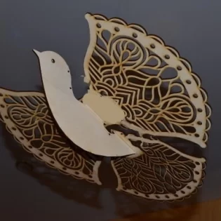 Laser cut wooden 3d bird