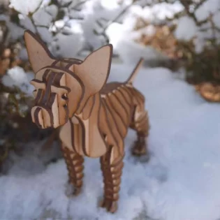 Laser cut wooden 3d dog
