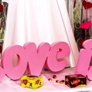 Wooden 3d puzzle love is wall décor wedding