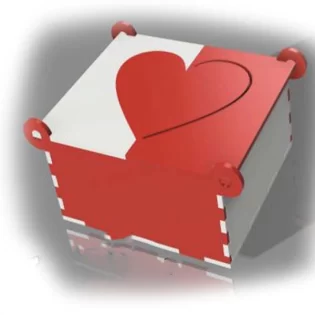 Wooden box with heart valentines day gift box