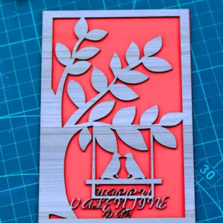 Wooden card design happy valentine day gift card