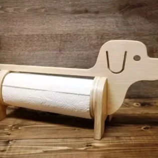 Wooden dog tissue paper holder