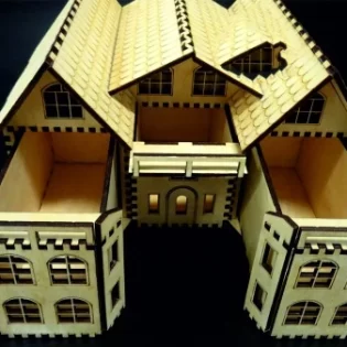 Laser cut wooden doll house 3d puzzle