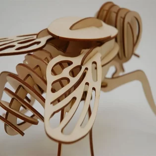 Laser cut wooden fly 3d puzzle