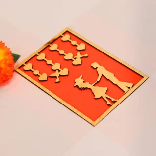 Wooden gift card happy valentine day card