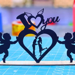 Wooden couple love stand decoration