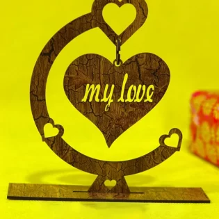 Wooden heart with stand gift