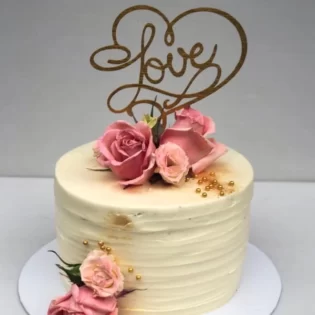 Wooden love cake topper