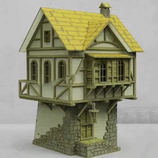 Wooden medieval house model
