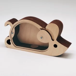 Wooden mouse piggy bank