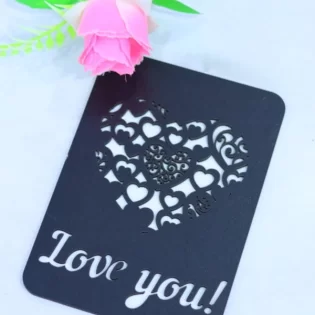 Wooden valentine day gift card love you with heart