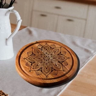 Laser engraving food serving board