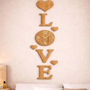 laser cut love wall clock wooden romantic